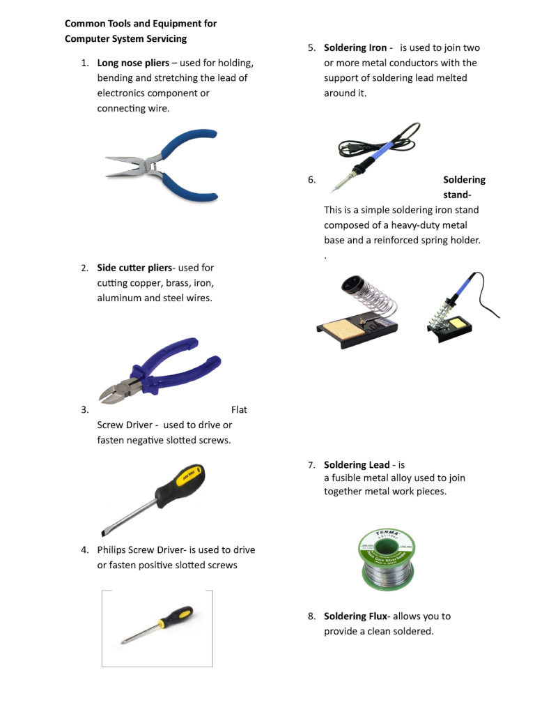 What Are The 4 Types Of Tools In Computer System Servicing?